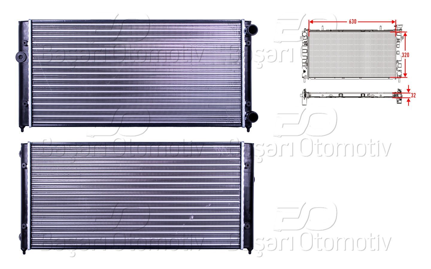 Su Radyatoru Mekanık Mt 630X320 Mm Vw Golf3 Vento 1H0121253H