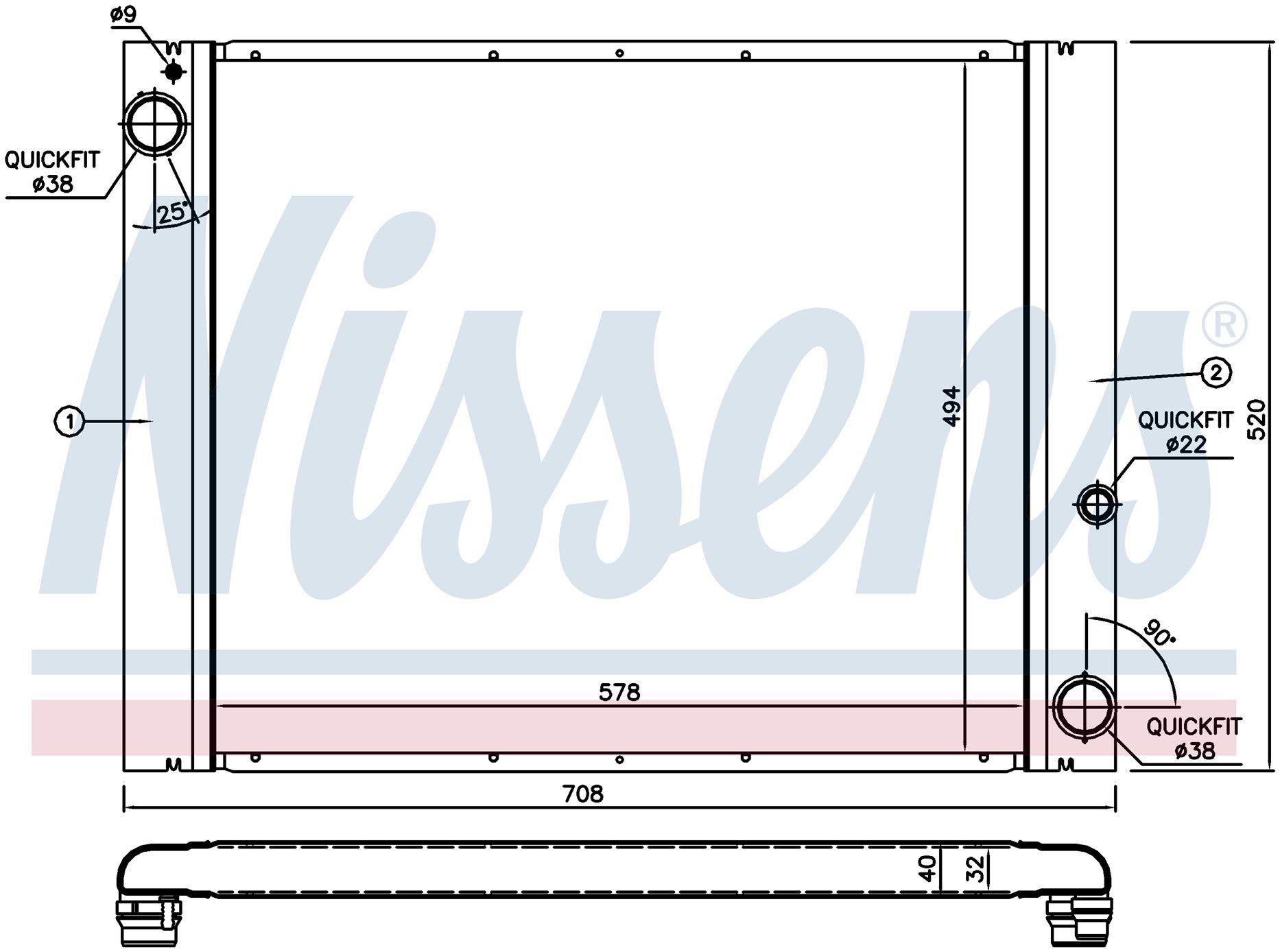 Su Radyatoru Brazıng At 608X498x40 Mm Range Rover  PCC000840