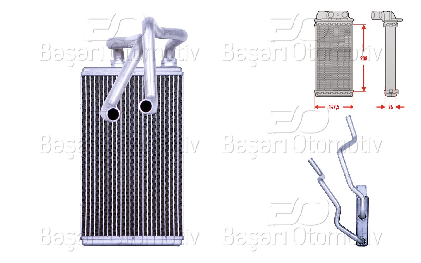 Kalorıfer Radyatoru Brazıng 252X152 Mm Peugeot 4007 7801A133