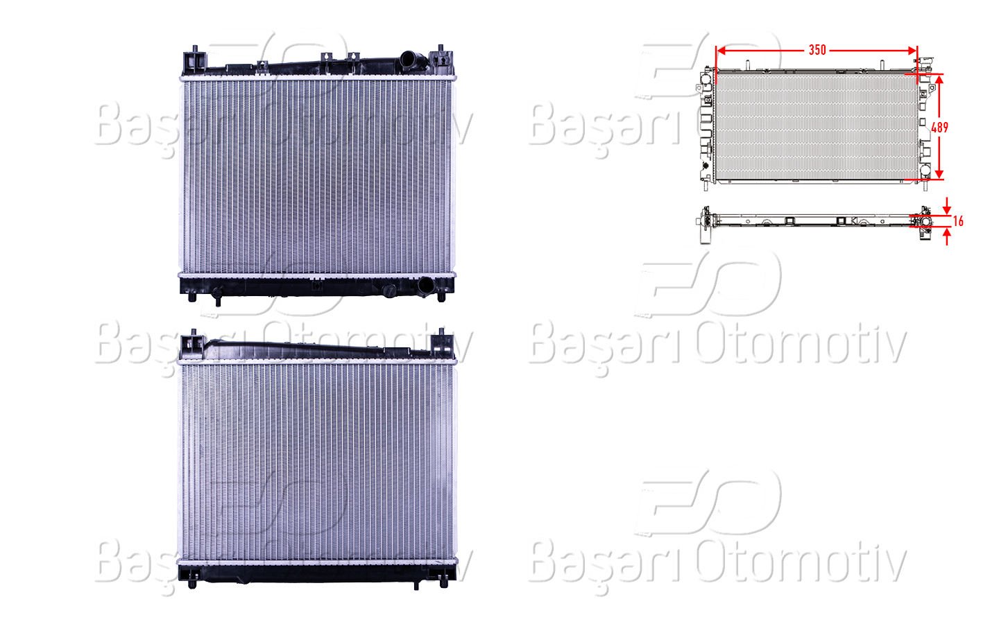 Su Radyatoru Brazıng Mt 350X489x16 Mm Toyota Yarıs 1.0 16400