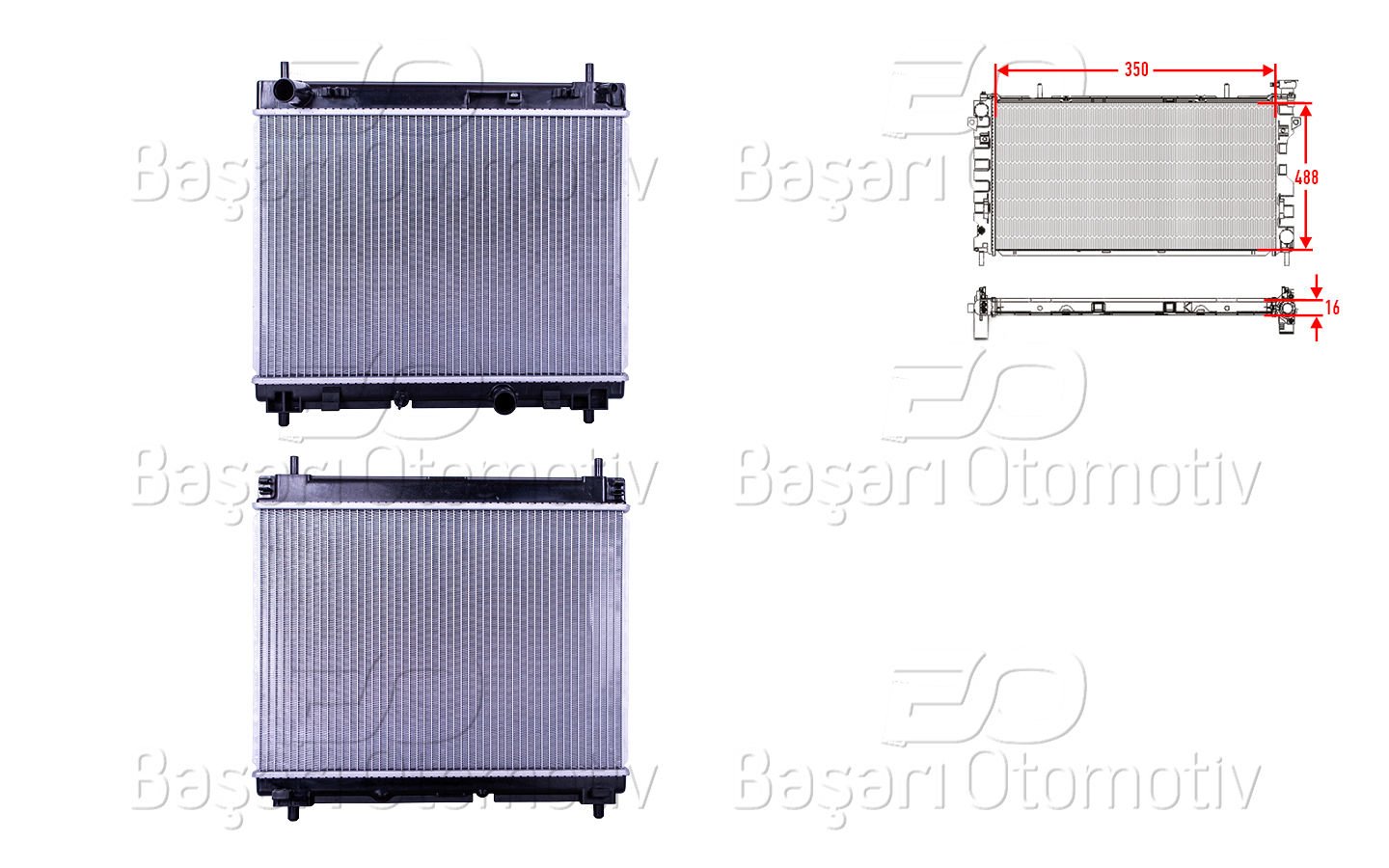 Su Radyatoru Brazıng Mt 350X488x16 Toyota Yarıs (P9) 1.4 D-4D [16400]