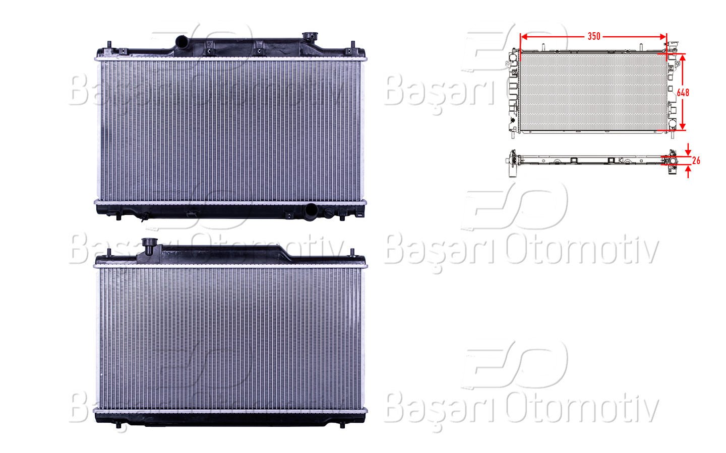 Su Radyatoru Brazıng Mt 350X648x26 Honda Cıvıc 7 (Eu)  19010
