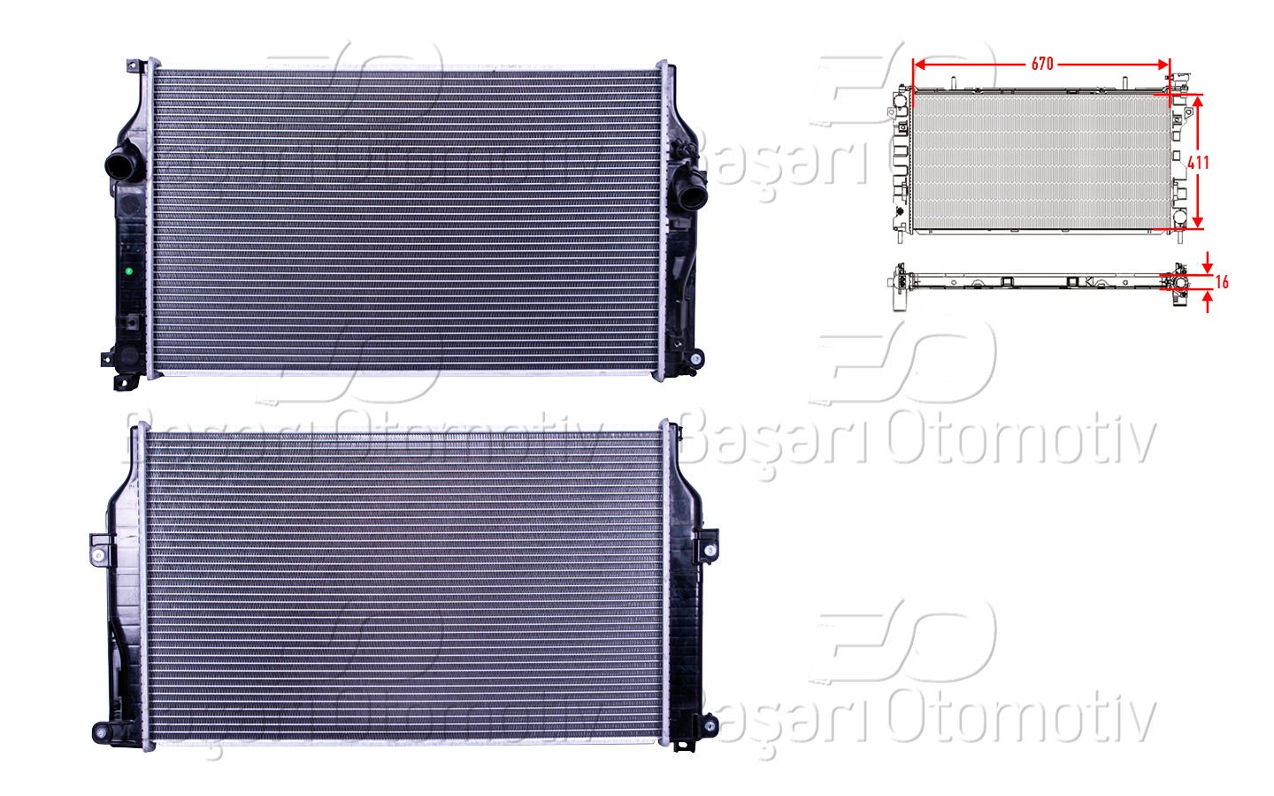 Su Radyatoru Brazıng Mt 670X411x16 Mm Toyota Rav4 2.0D 16400