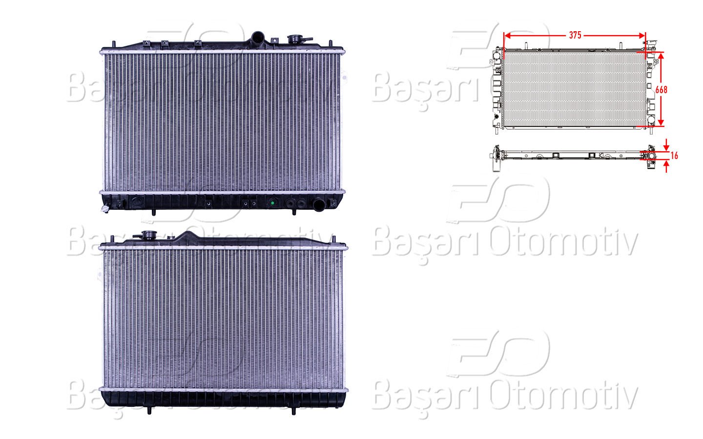 Su Radyatoru Brazıng Mt 375X668x16 Hyundaı Elantra 91+ 25310