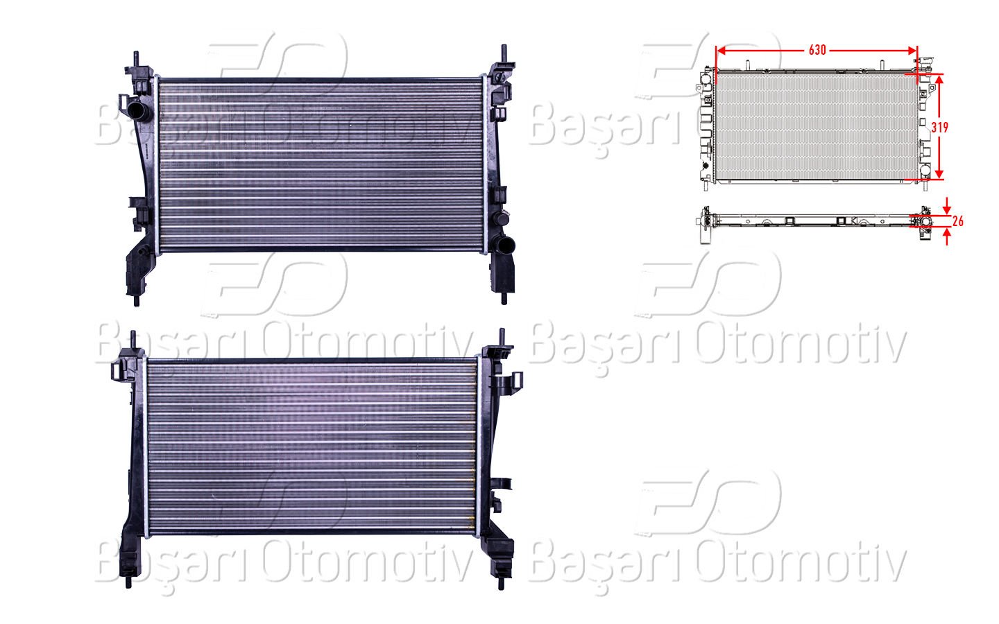 Su Radyatoru Mekanık Mt 630X319x26 Mm Cıtroen Kombı  1330.V0