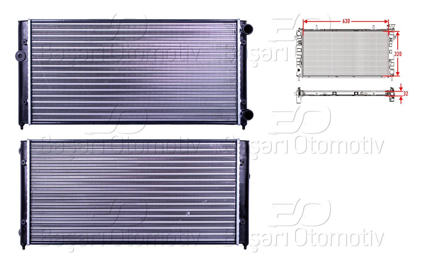 Su Radyatoru Mekanık Mt 630X320 Mm Vw Golf3 Vento 1H0121253H