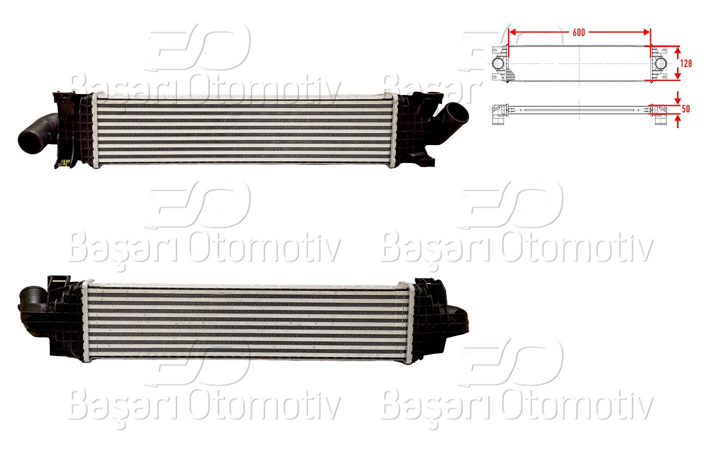 Turbo Radyatoru (Intercooler) 600X128x50 Ford Fo 3M5H9L440AC