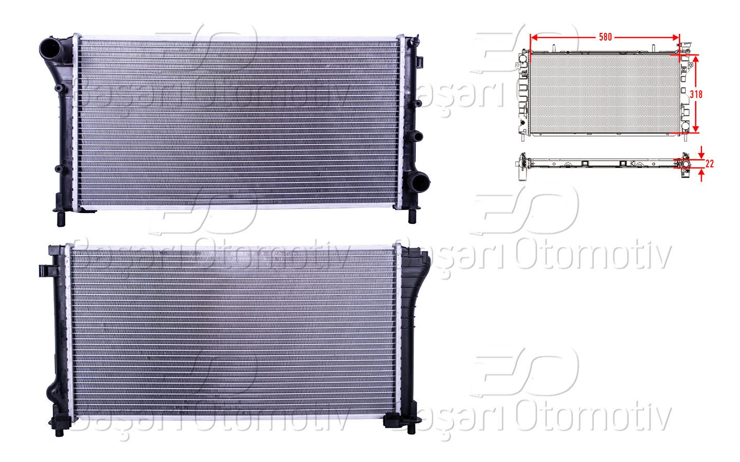 Su Radyatoru Brazıng Mt 580X318x22 Fıat Panda 1.2I 8V 03> [46798743]