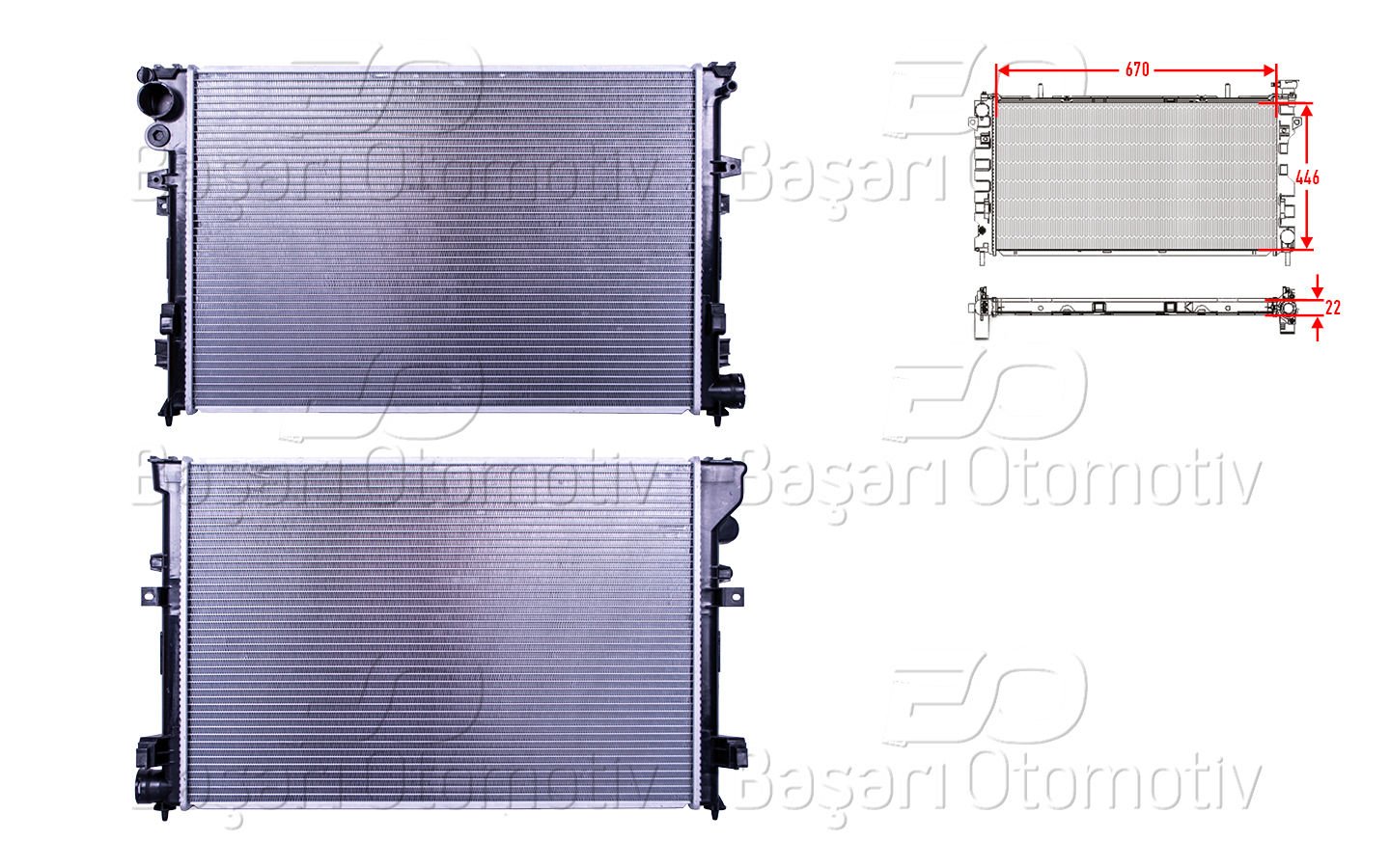Su Radyatoru Brazıng Mt 670X446x22 Mm Fıat Scudo 95> 1301.Y4