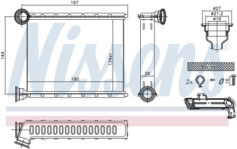 Kalorıfer Radyatoru Brazıng 134X186 Mm Renault Clıo 4 0.9 Tce [27115]