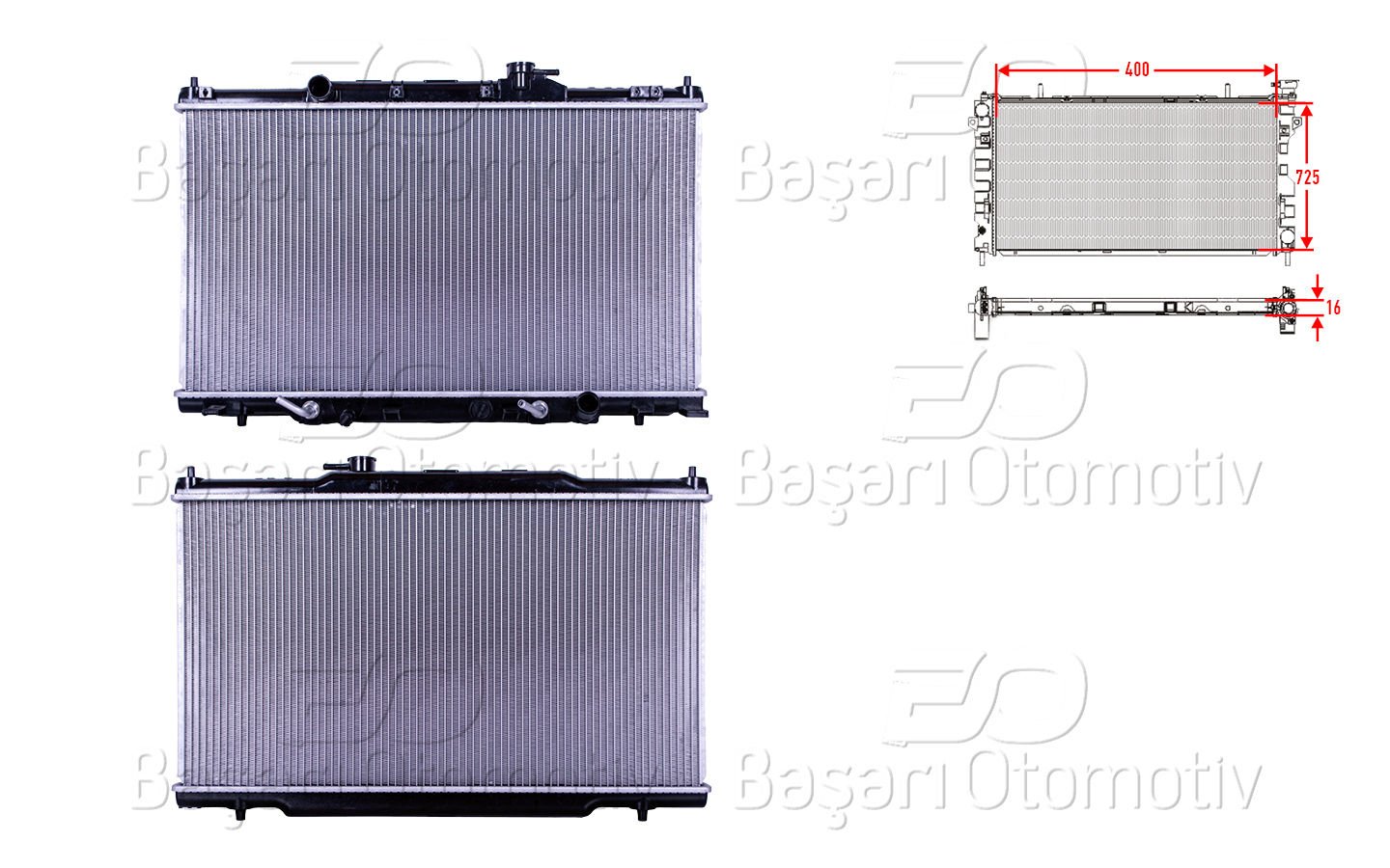 Su Radyatoru Brazıng At 400X725x16 Mm Honda Crv 2.0 02 19010