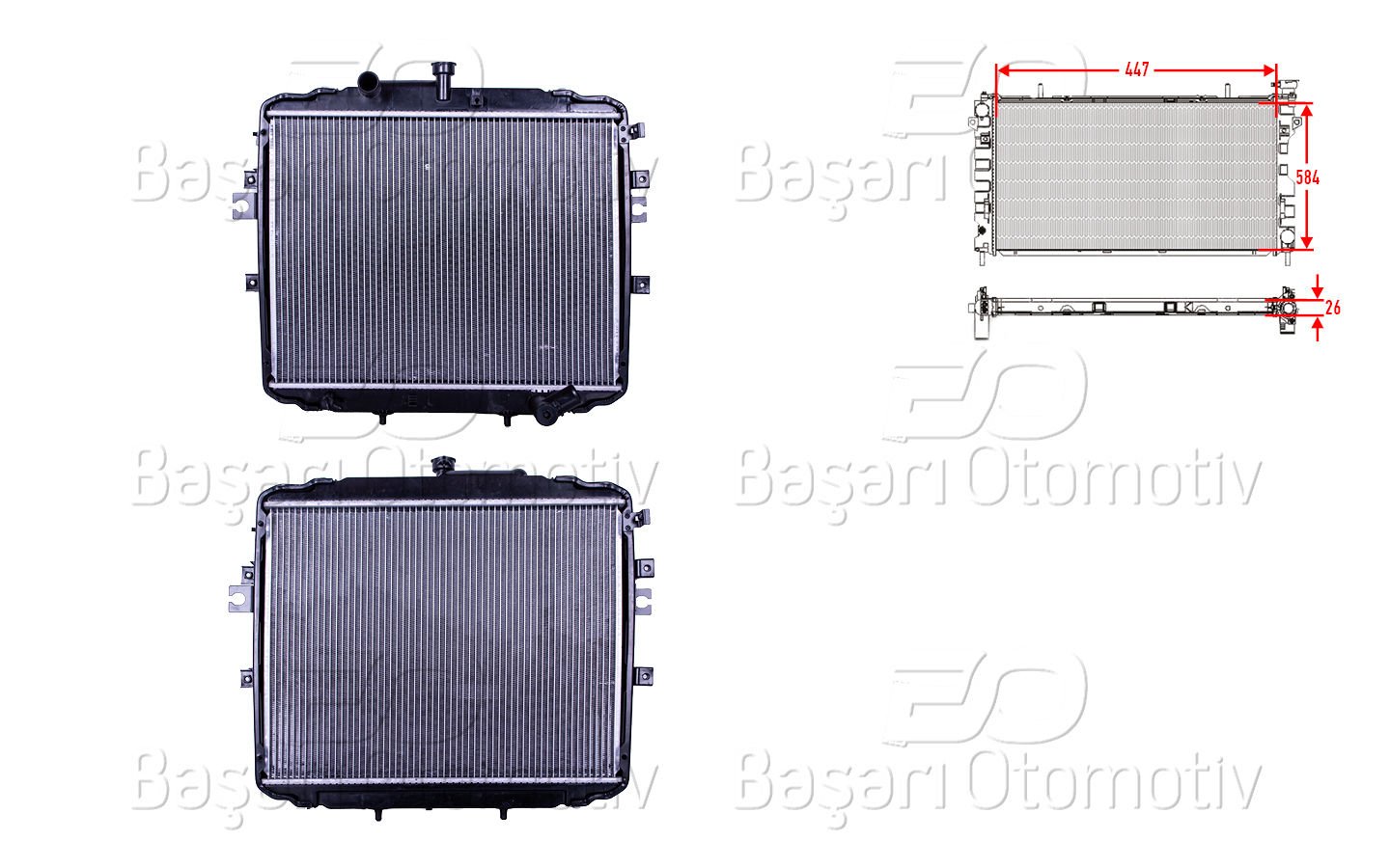 Su Radyatoru Brazıng Mt 447X584x26 Mm Hyunda H100 Kamy 25310