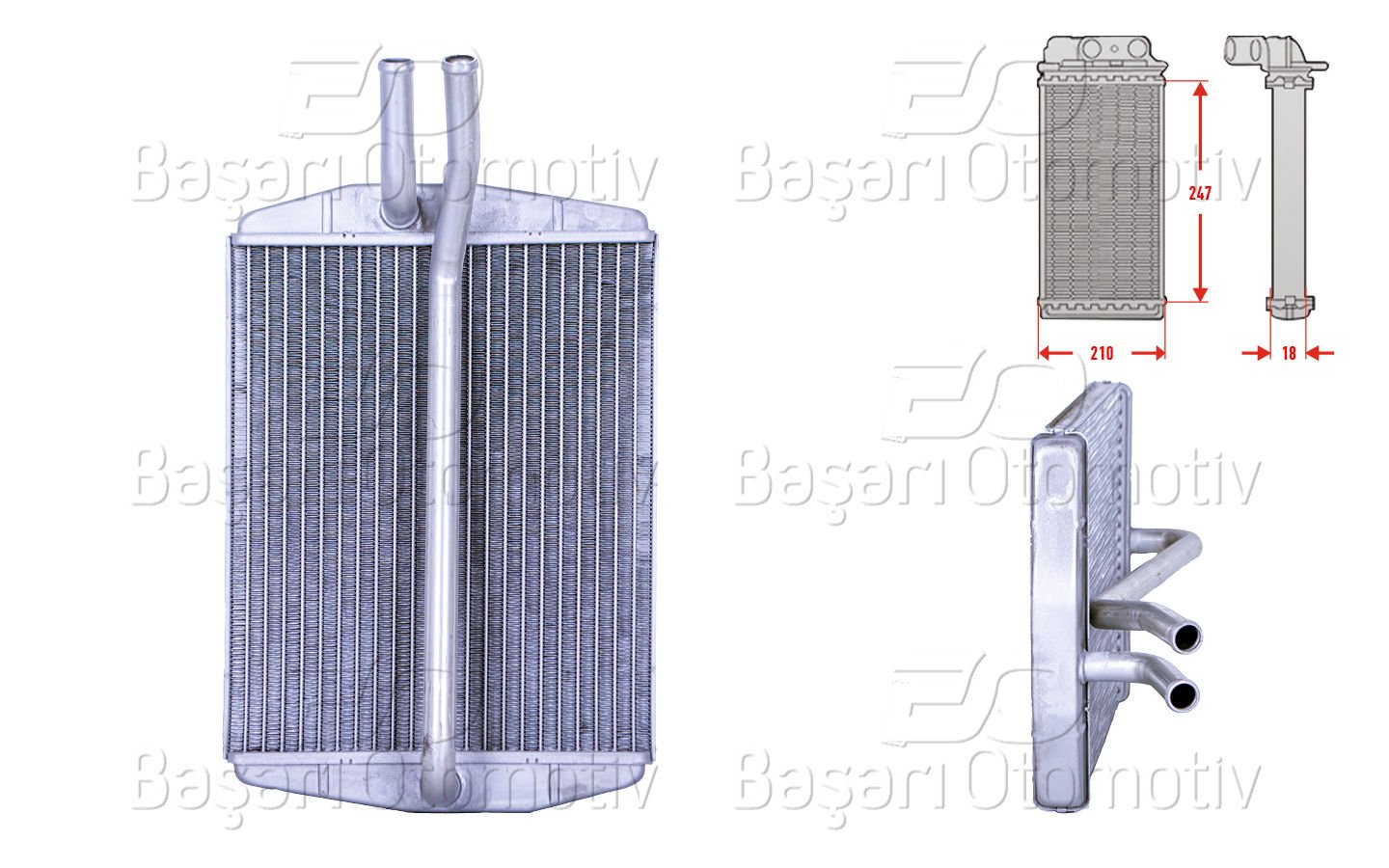 Kalorıfer Radyatoru Brazıng 247X207 Mm Ford Courıer Fıesta Ka Puma [96FW18B539AD]