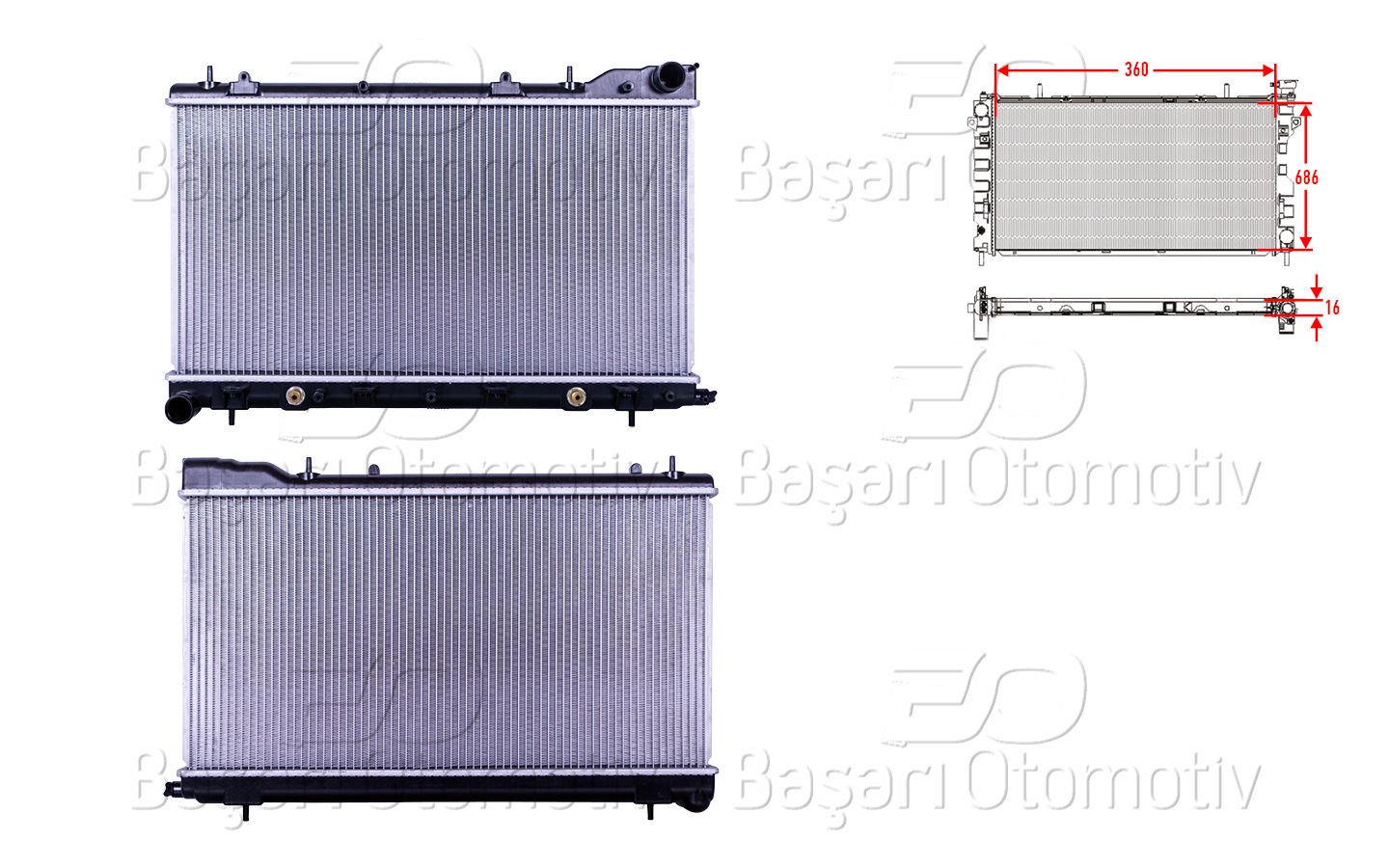 Su Radyatoru Brazıng Mt-At 360X686x16 Subaru Forester  45111