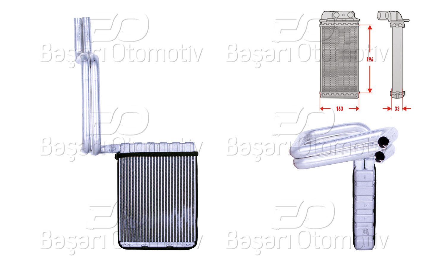 Kalorıfer Radyatoru Brazıng 195X168 Mm Ford Foc BV6N18B539AA