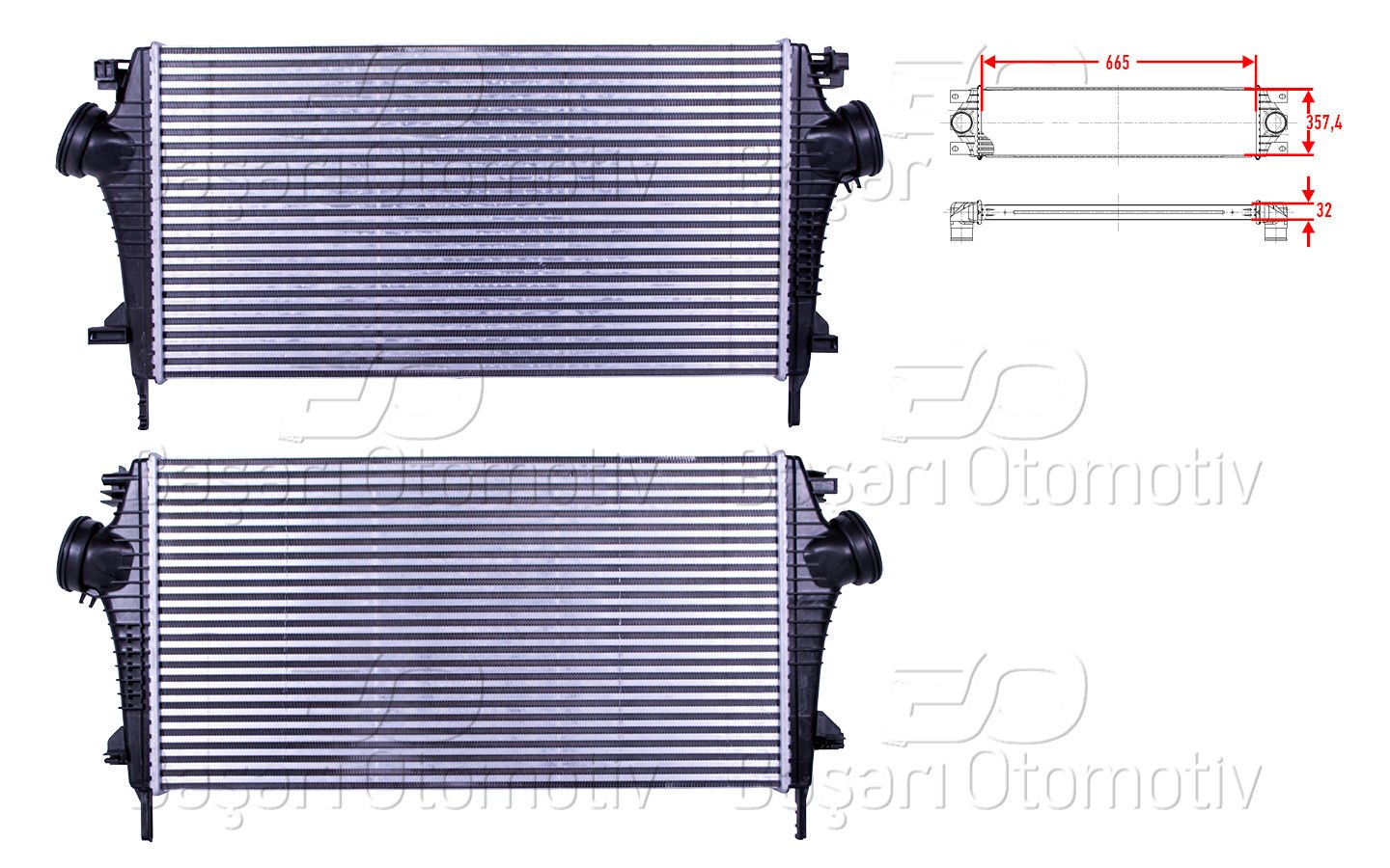 Turbo Radyatoru (Intercooler) 665X357,4X32 Opel Ins 13241751