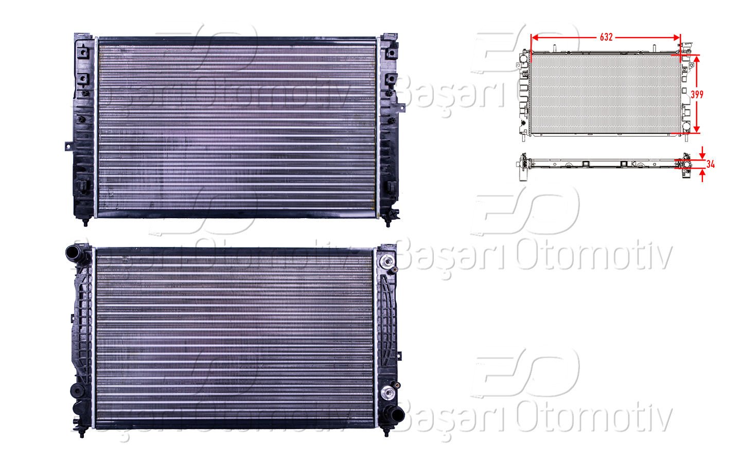 Su Radyatoru Mekanık At 632X399 Mm Audı A4 A6 Pas 8D0121251L