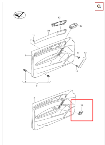 Oem Orijinal Tekli Cam Düğme Çerçevesi Bej - VW Golf 7 - 5G0868345ZE4