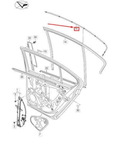 Kapı Cam Çıtası Arka Sag Passat 14- Ioe-Vw 3G5839644J7Z7