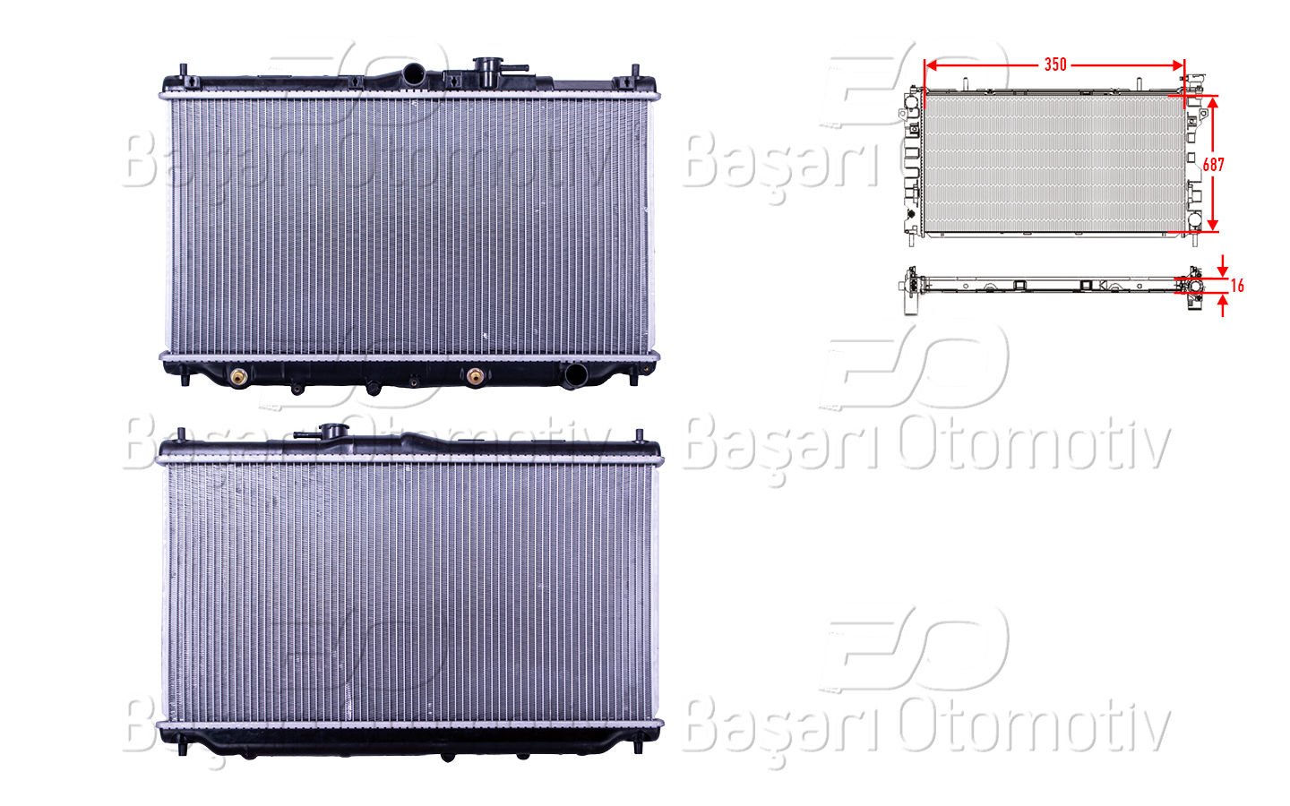 Su Radyatoru Brazıng At 350X658x16 Mm Honda Accord 89- 19010