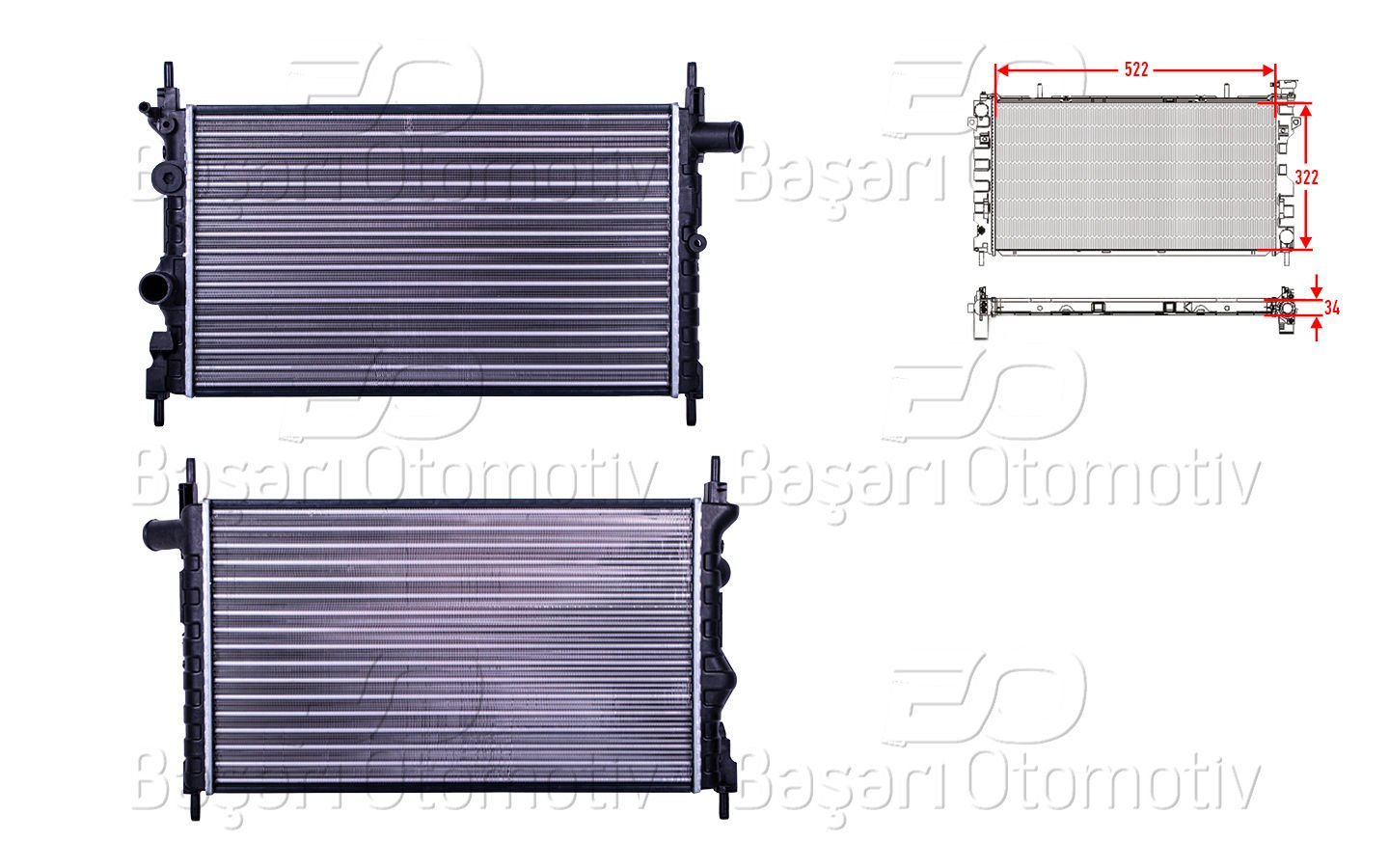 Su Radyatoru Mekanık Mt 522X322x34 Opel Kadet E1 3 8 1302057