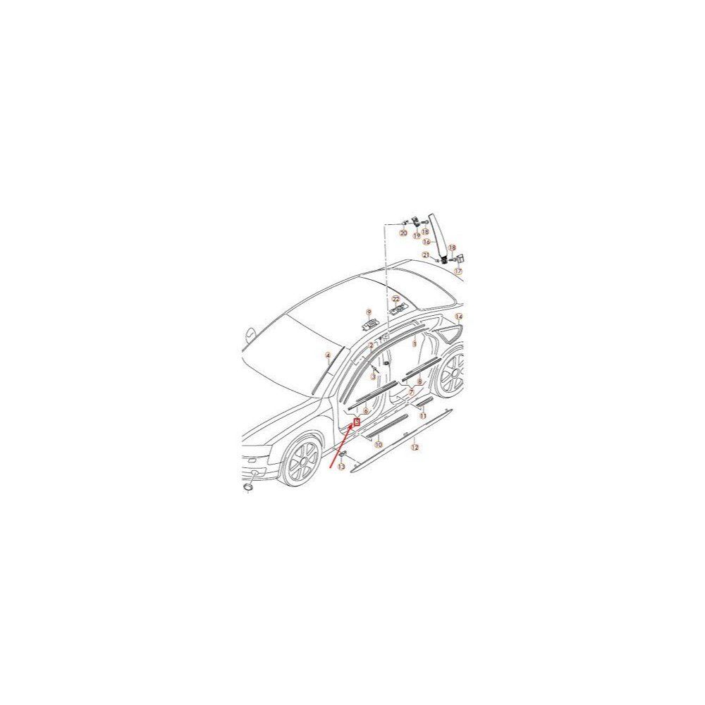 Cam Çıtası Ön Sağ Krom VW A5 2012 8T8853284F